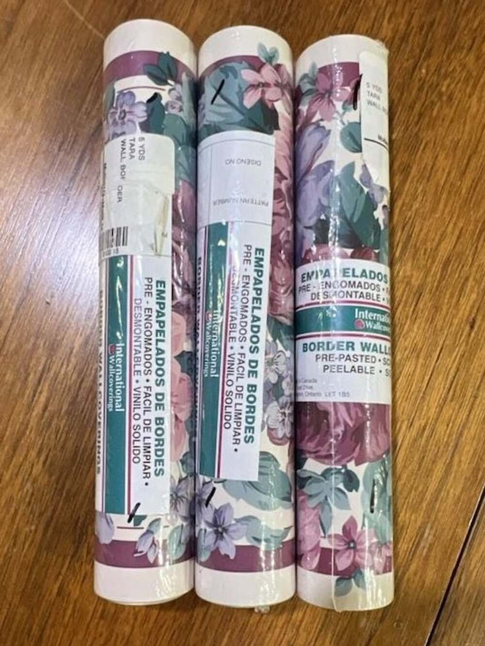 Lot of 3 Rolls (15 Yards) Int. Wallcoverings Tara Wallpaper Border Mulberry